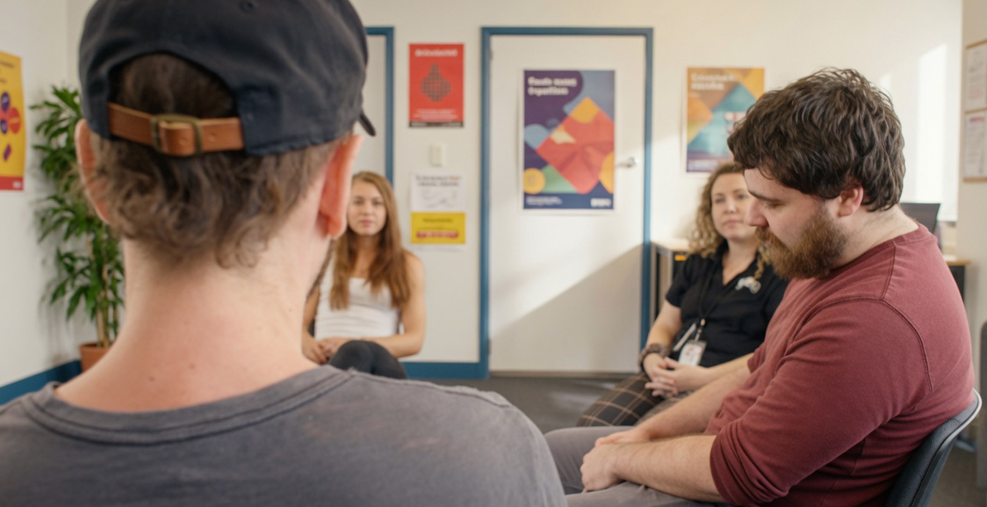 People taking part in a WHOS day program group session.